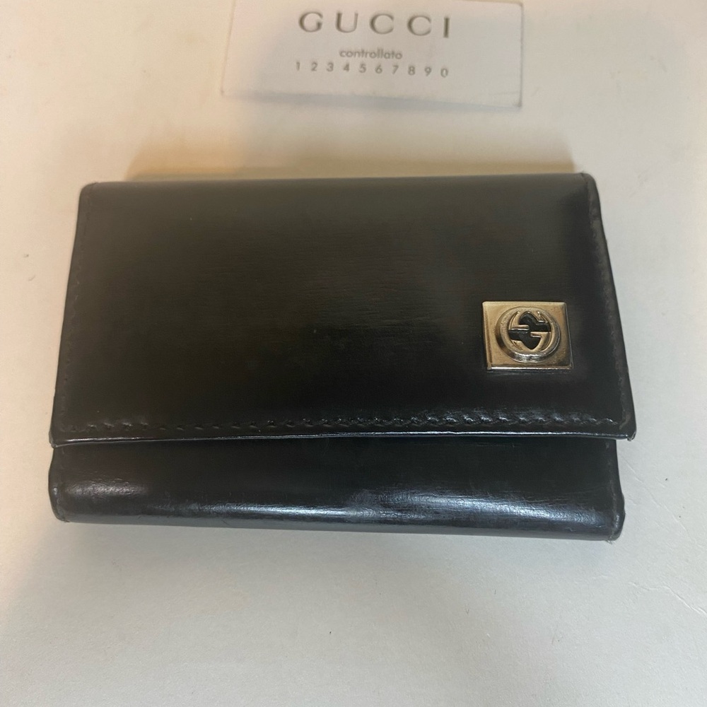 Gucci Silver and Black Metal Key Case